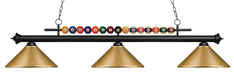 Z-Lite 170MB-MSG Three Light Billiard, Matte Black