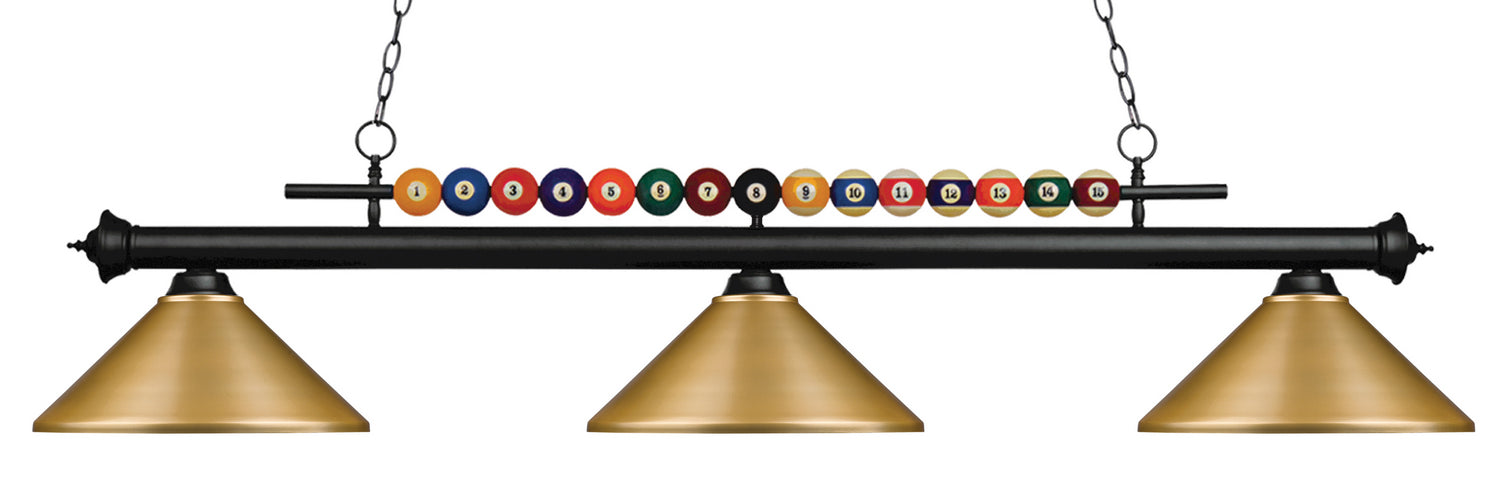 Z-Lite 170MB-MSG Three Light Billiard, Matte Black