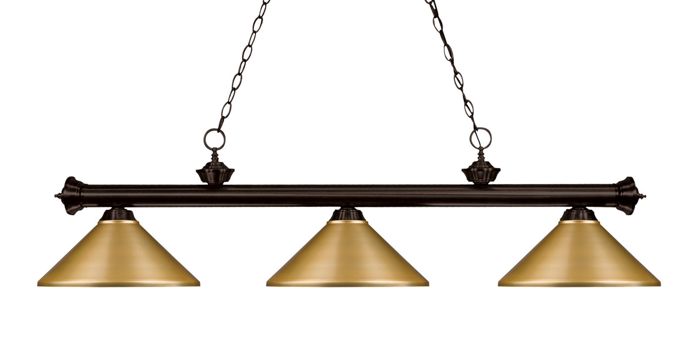 Z-Lite 200-3BRZ-MSG Three Light Billiard, Bronze