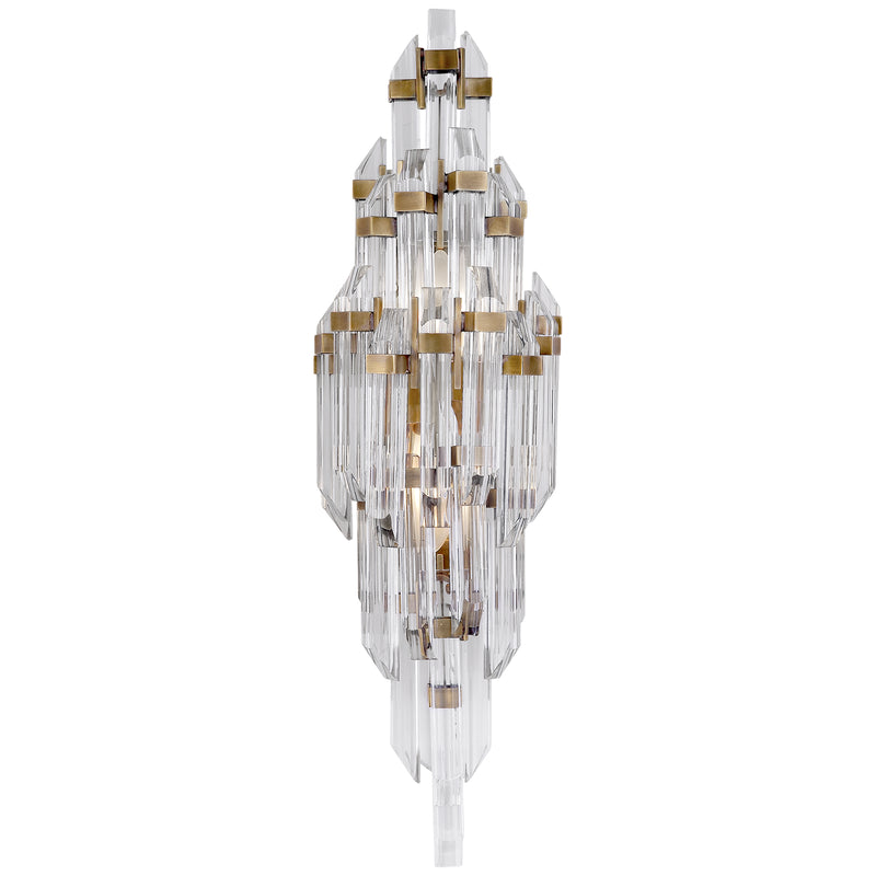 Visual Comfort Signature SK 2404HAB-CA Two Light Wall Sconce, Hand-Rubbed Antique Brass with Clear Acrylic