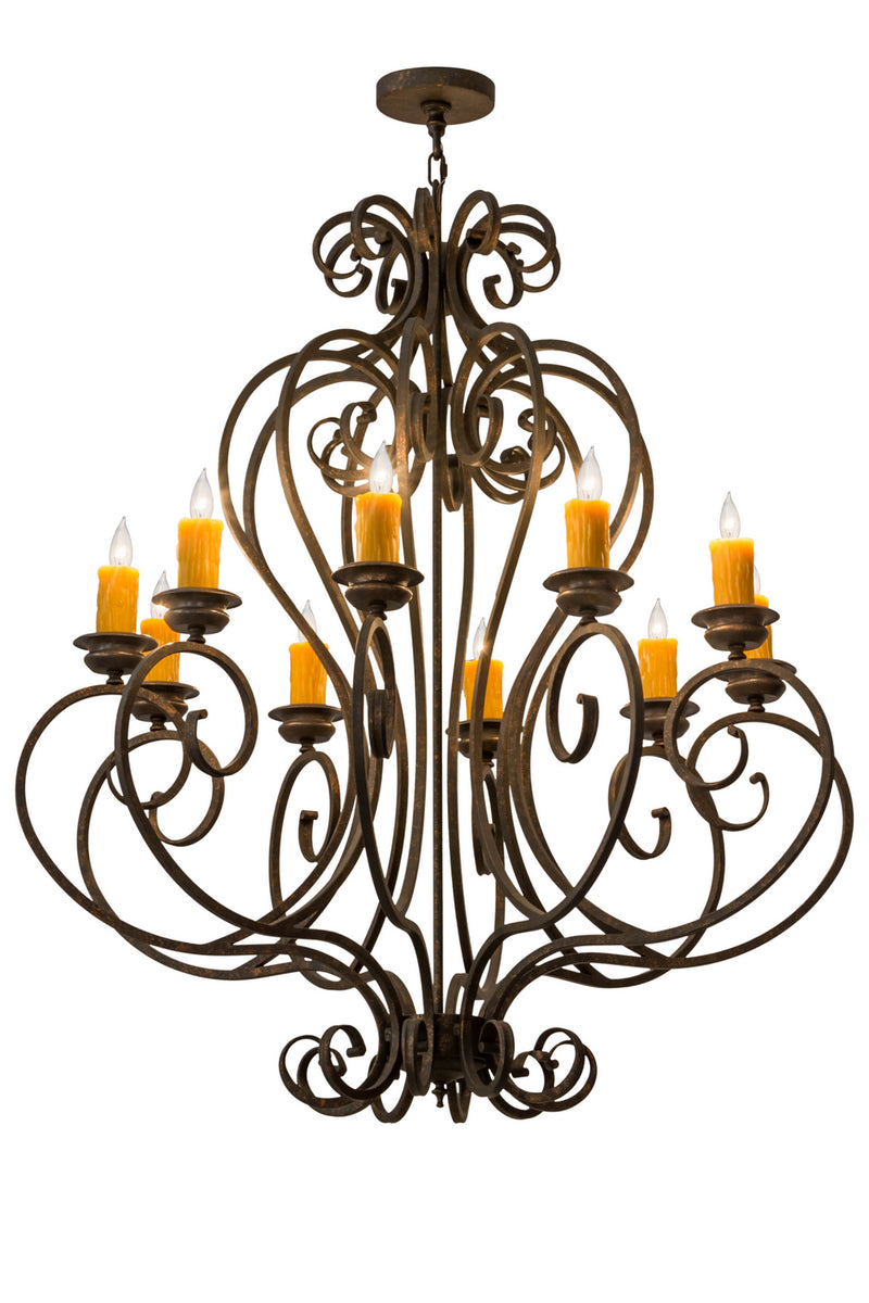 Meyda Tiffany 120426 Ten Light Chandelier, Gilded Tobacco