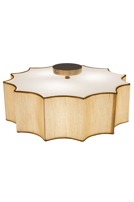 Meyda Tiffany 168954 Three Light Flushmount, Antique Brass