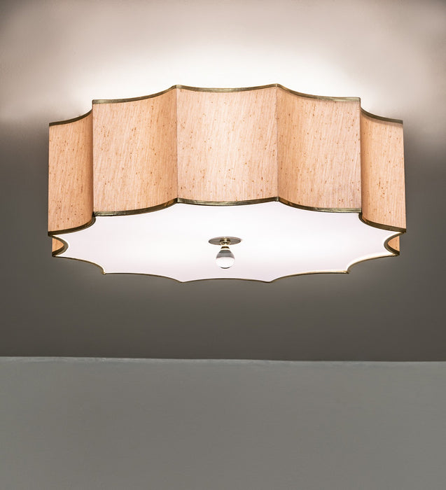 Meyda Tiffany 168954 Three Light Flushmount, Antique Brass