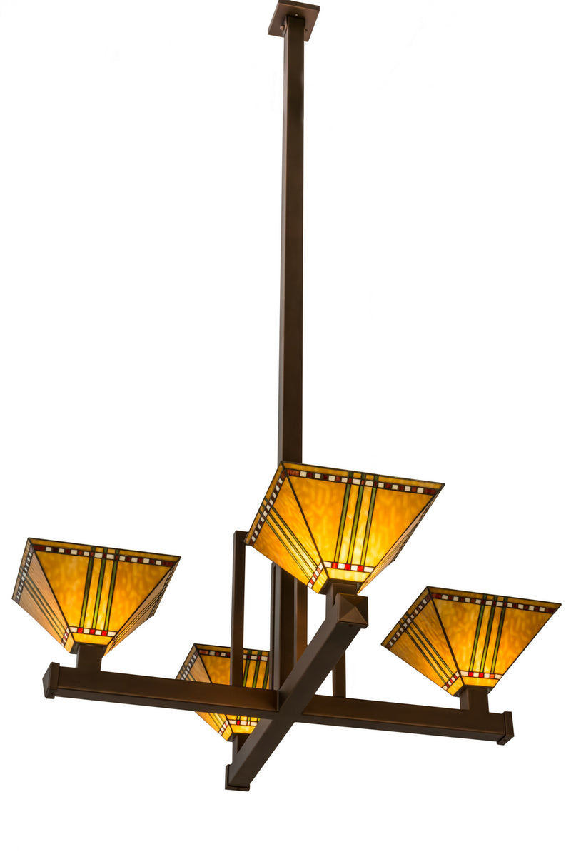 Meyda Tiffany 169800 Four Light Inverted Pendant, Craftsman Brown