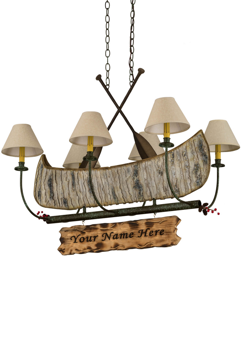 Meyda Tiffany 172241 Six Light Chandelier, Natural Wood,Tarnished Copper