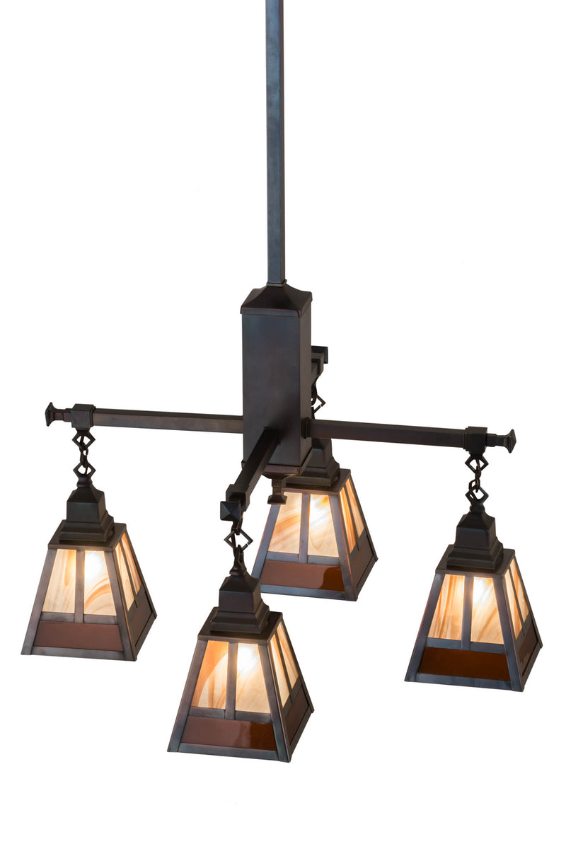 Meyda Tiffany 174100 Four Light Chandelier, Chemical Antique Brass