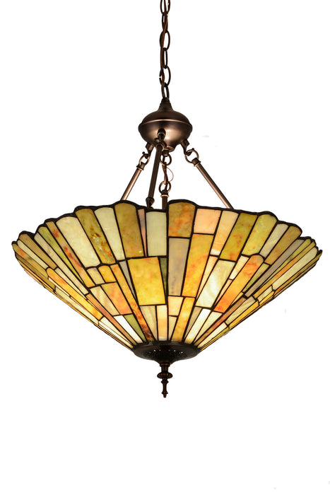 Meyda Tiffany 175866 Three Light Inverted Pendant, Mahogany Bronze