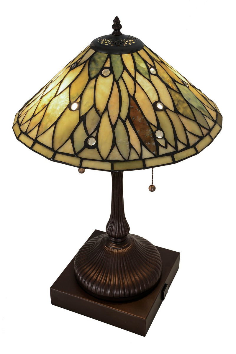 Meyda Tiffany 177068 Two Light Table Lamp, Mahogany Bronze