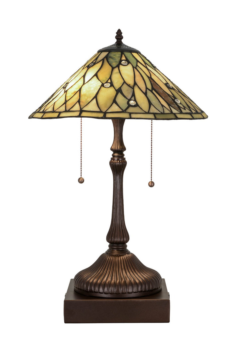 Meyda Tiffany 177068 Two Light Table Lamp, Mahogany Bronze