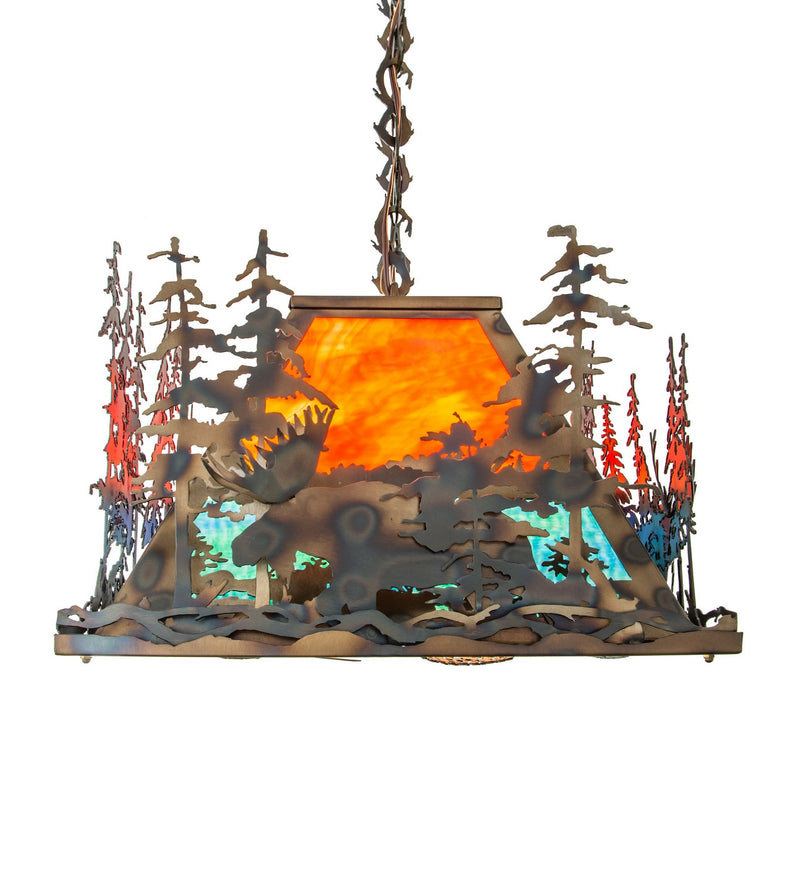 Meyda Tiffany 177434 Six Light Oblong Pendant, Dark Burnished Antique Copper