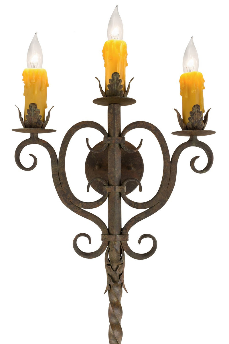 Meyda Tiffany 177813 Three Light Wall Sconce, Organic Rust
