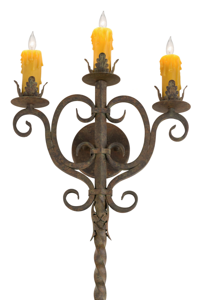 Meyda Tiffany 177813 Three Light Wall Sconce, Organic Rust