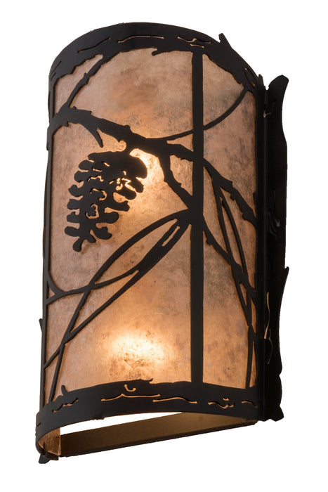 Meyda Tiffany 177967 Two Light Wall Sconce, Satin Black Wrought Iron
