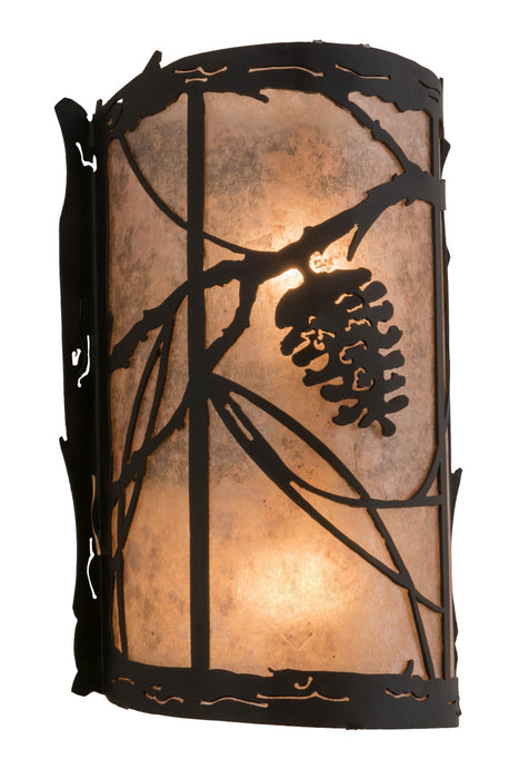 Meyda Tiffany 177971 Two Light Wall Sconce, Satin Black Wrought Iron