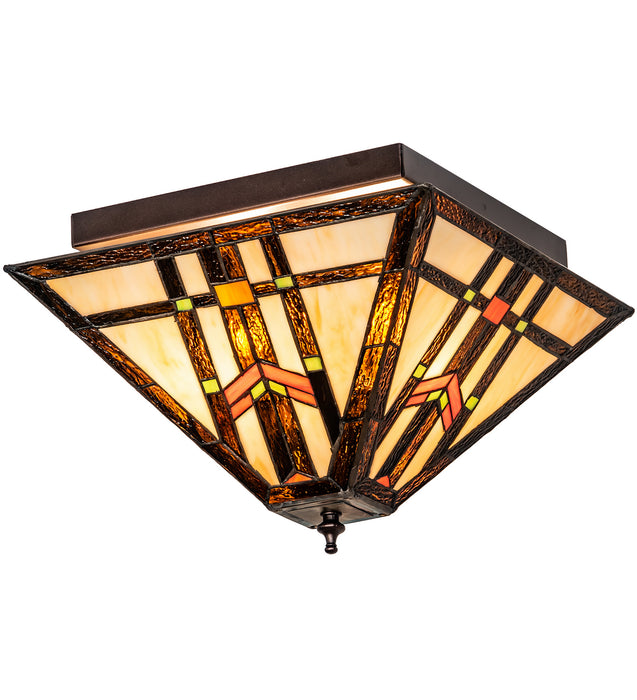 Meyda Tiffany 178890 Three Light Flushmount, Mahogany Bronze