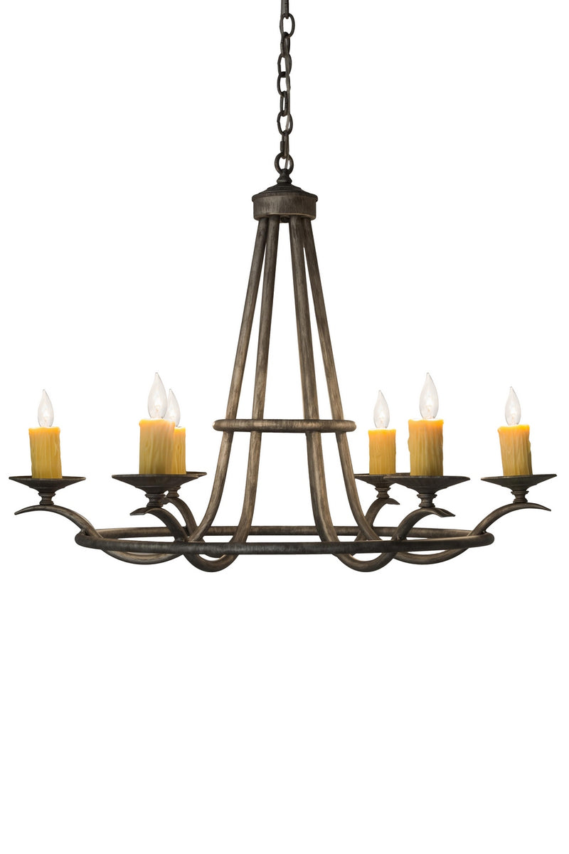 Meyda Tiffany 179905 Six Light Chandelier, Antique Iron Ore
