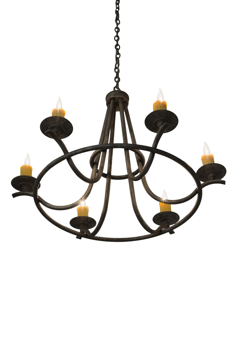 Meyda Tiffany 179905 Six Light Chandelier, Antique Iron Ore