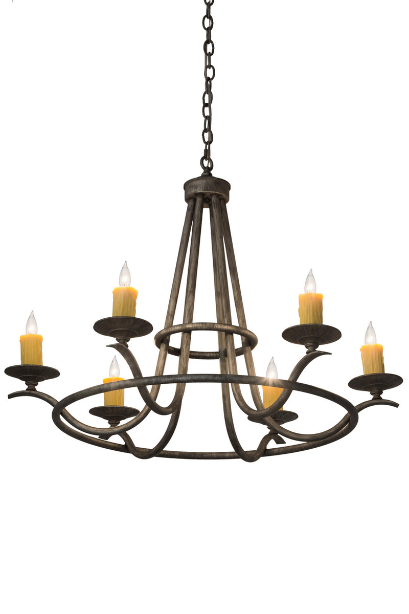 Meyda Tiffany 179905 Six Light Chandelier, Antique Iron Ore