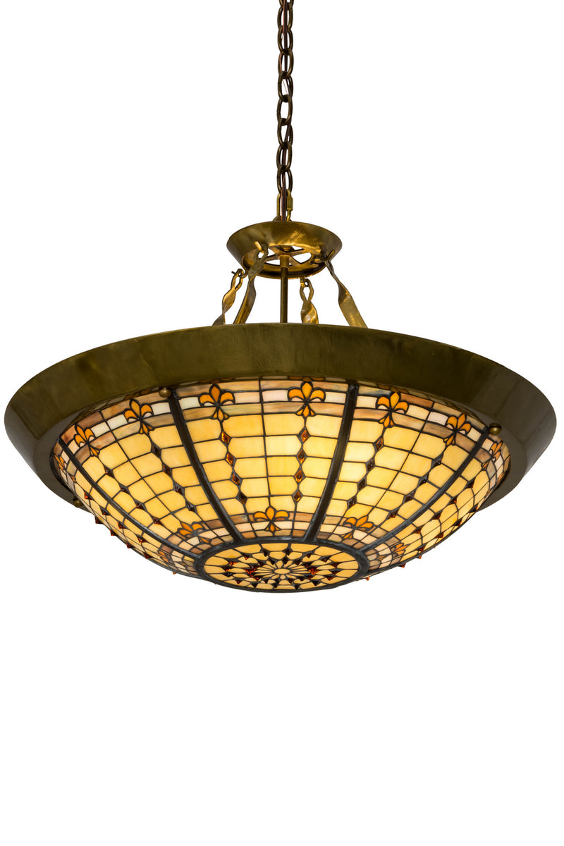 Meyda Tiffany 180290 Four Light Pendant, Brass Powder Coat