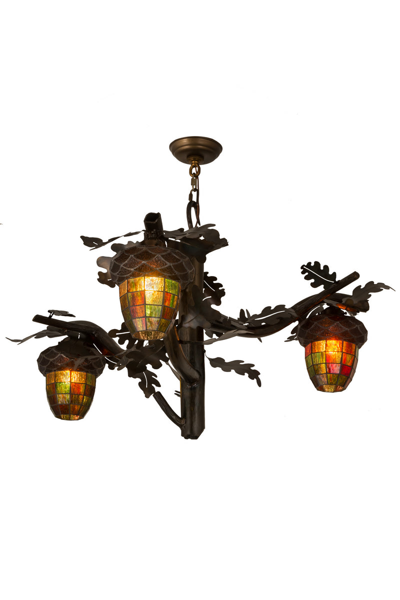 Meyda Tiffany 180442 Three Light Chandelier, Burnished Copper