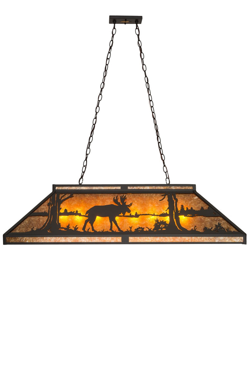 Meyda Tiffany 180799 Nine Light Oblong Pendant, Wrought Iron