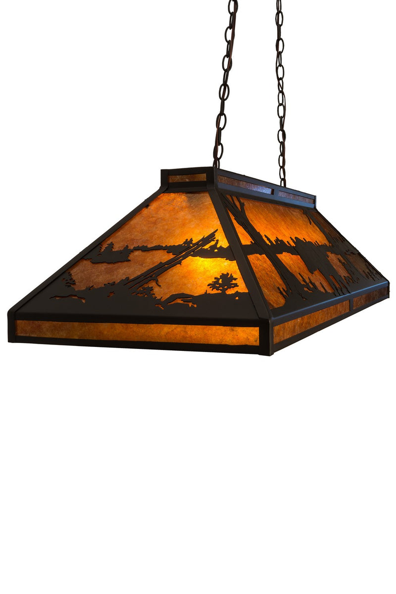 Meyda Tiffany 180799 Nine Light Oblong Pendant, Wrought Iron