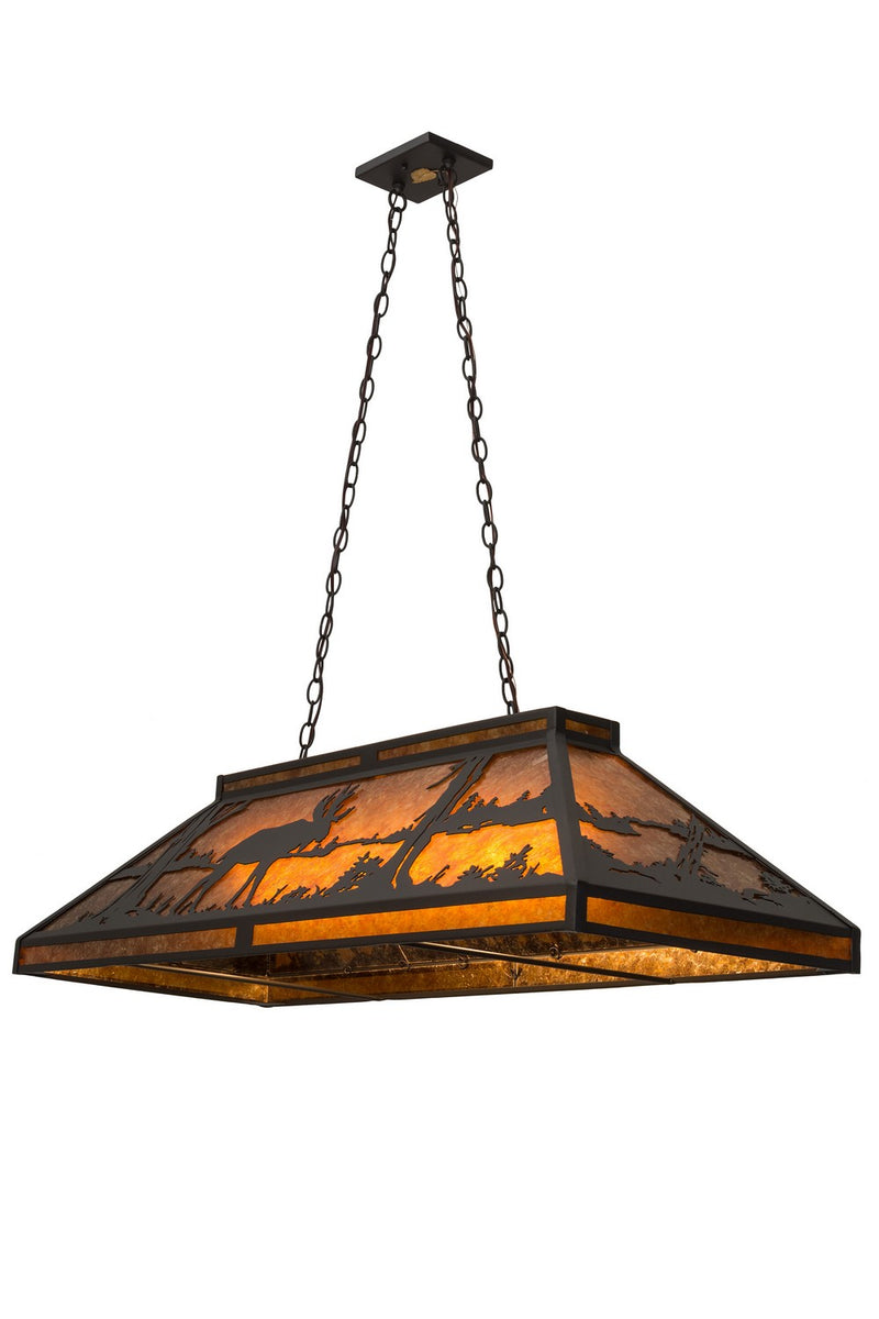 Meyda Tiffany 180799 Nine Light Oblong Pendant, Wrought Iron