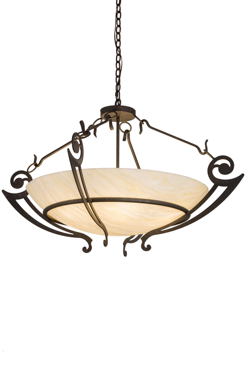 Meyda Tiffany 181009 Six Light Inverted Pendant, Gilded Tobacco