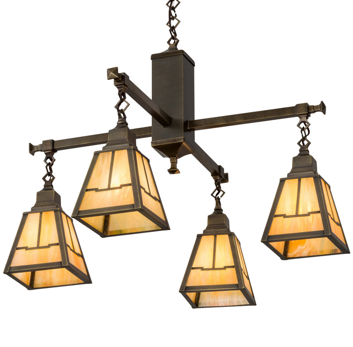 Meyda Tiffany 181230 Four Light Pendant, Antique Brass