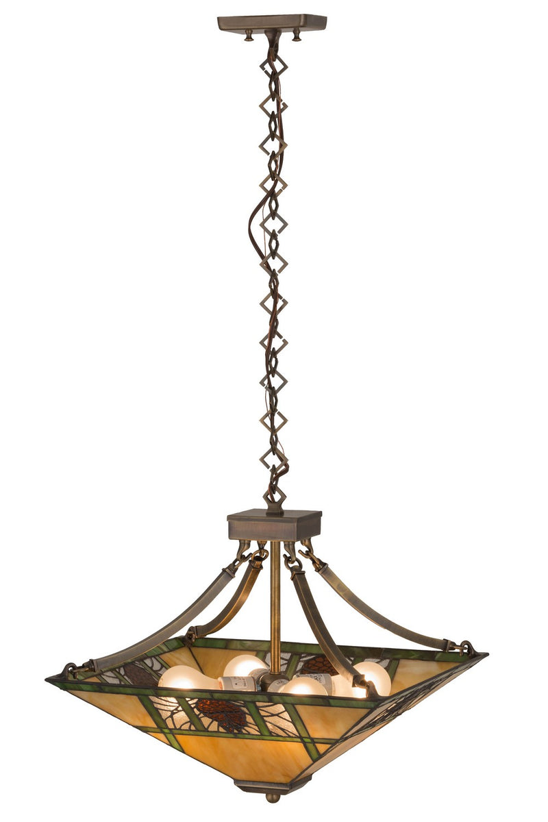 Meyda Tiffany 181232 Four Light Pendant, Antique Brass