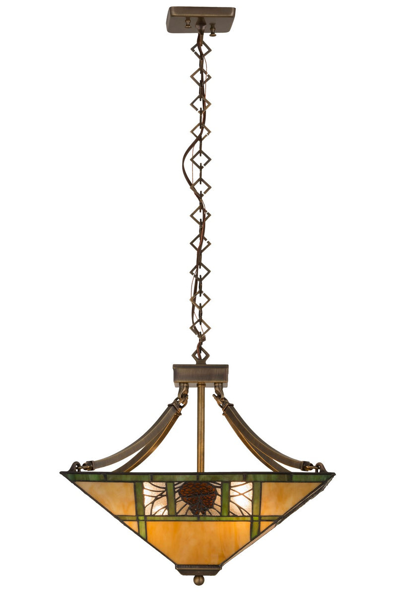 Meyda Tiffany 181232 Four Light Pendant, Antique Brass