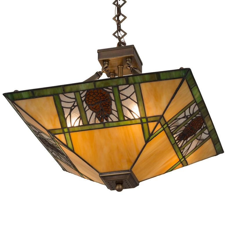 Meyda Tiffany 181232 Four Light Pendant, Antique Brass
