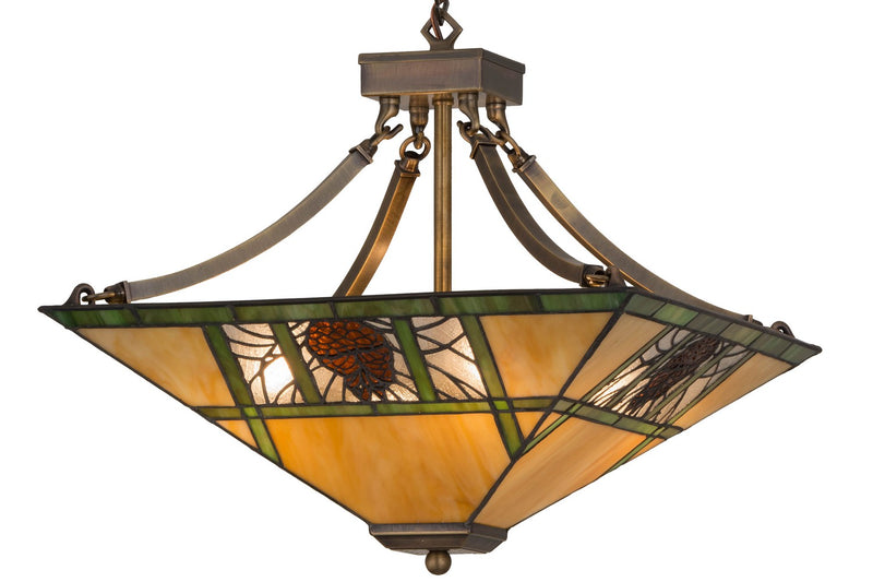 Meyda Tiffany 181232 Four Light Pendant, Antique Brass