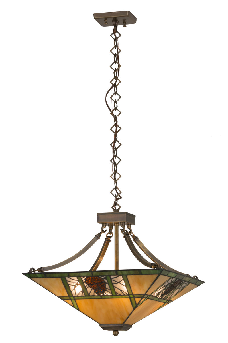 Meyda Tiffany 181232 Four Light Pendant, Antique Brass