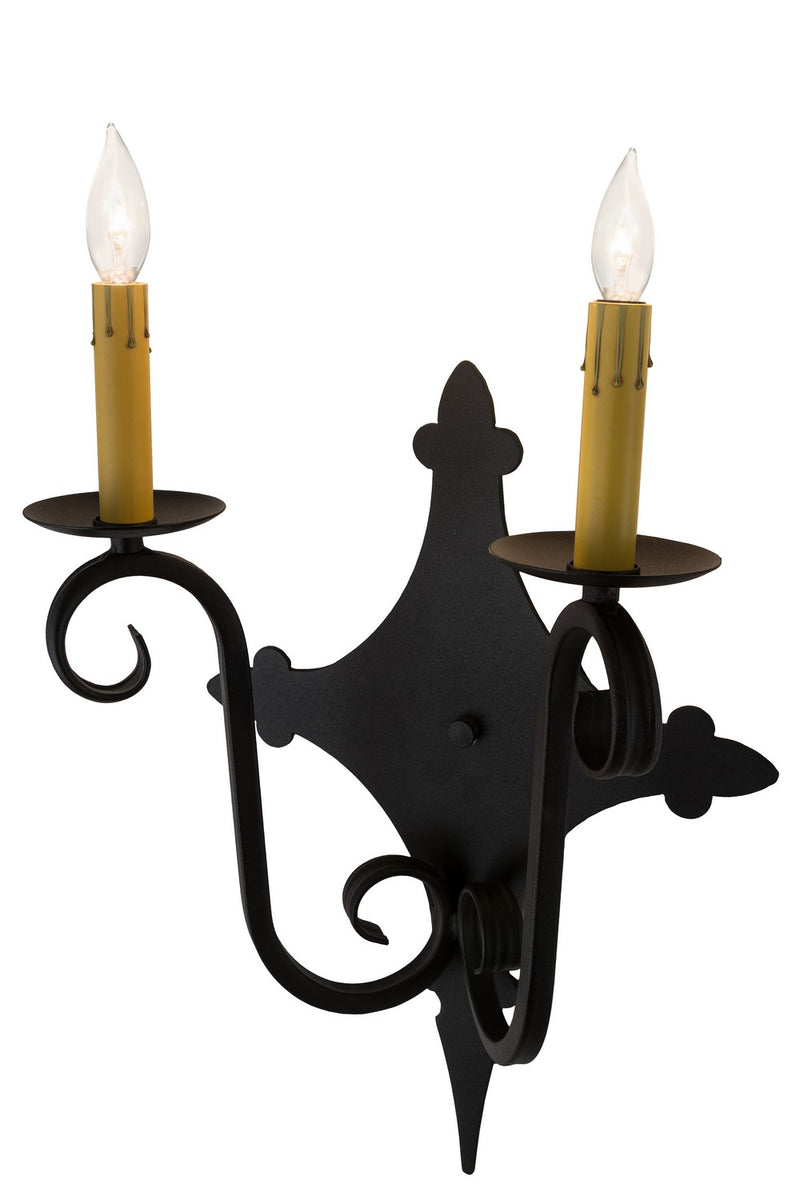 Meyda Tiffany 181739 Two Light Wall Sconce, Textured Black