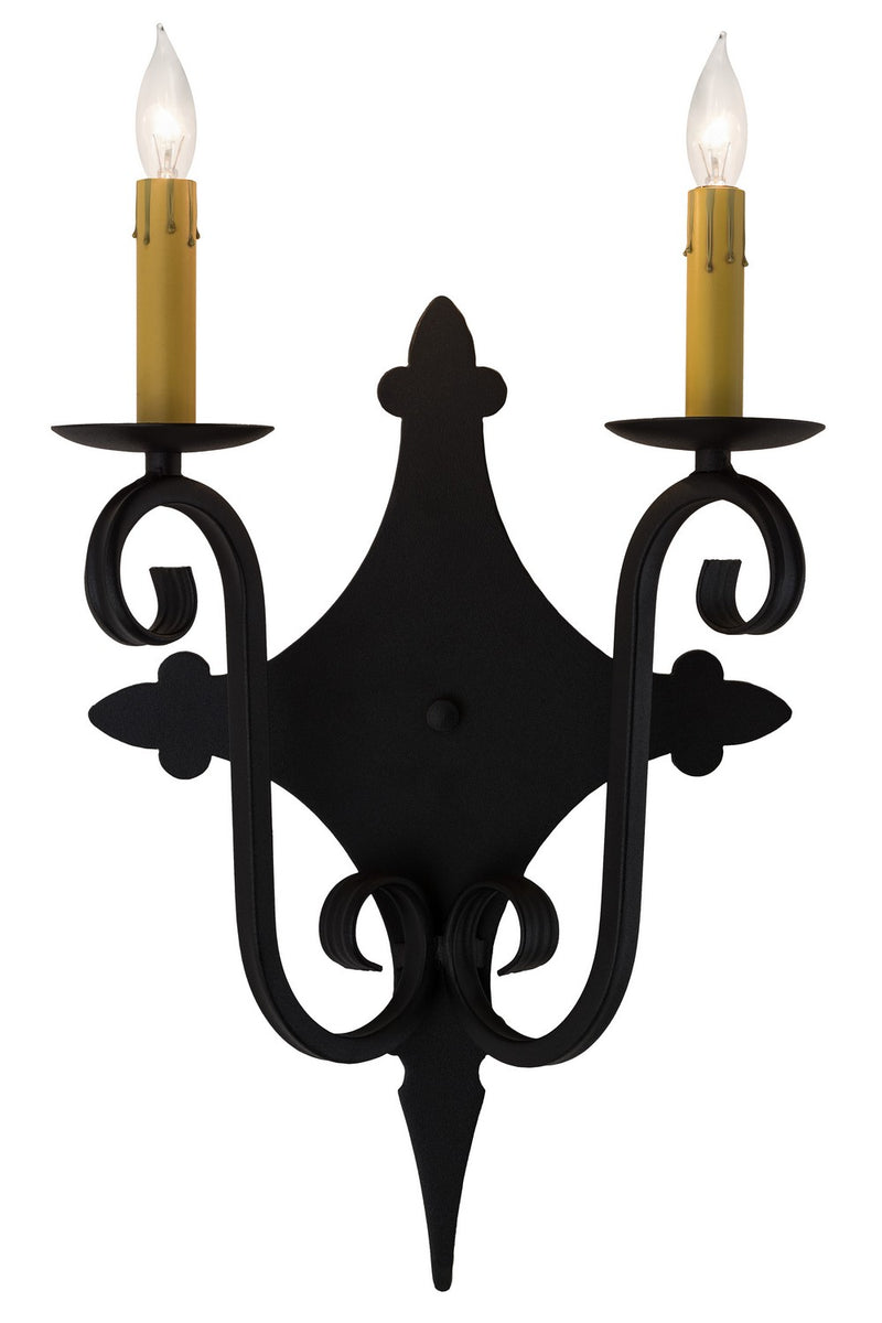 Meyda Tiffany 181739 Two Light Wall Sconce, Textured Black