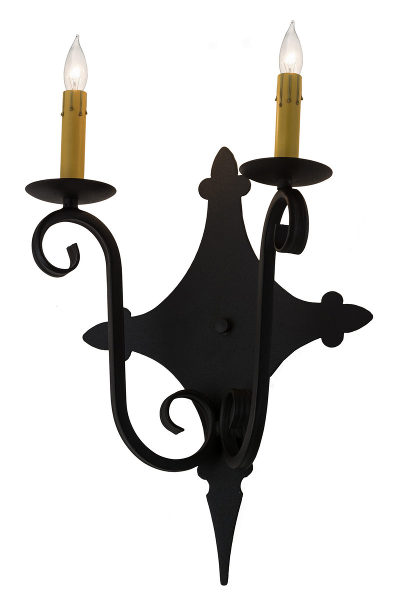 Meyda Tiffany 181739 Two Light Wall Sconce, Textured Black
