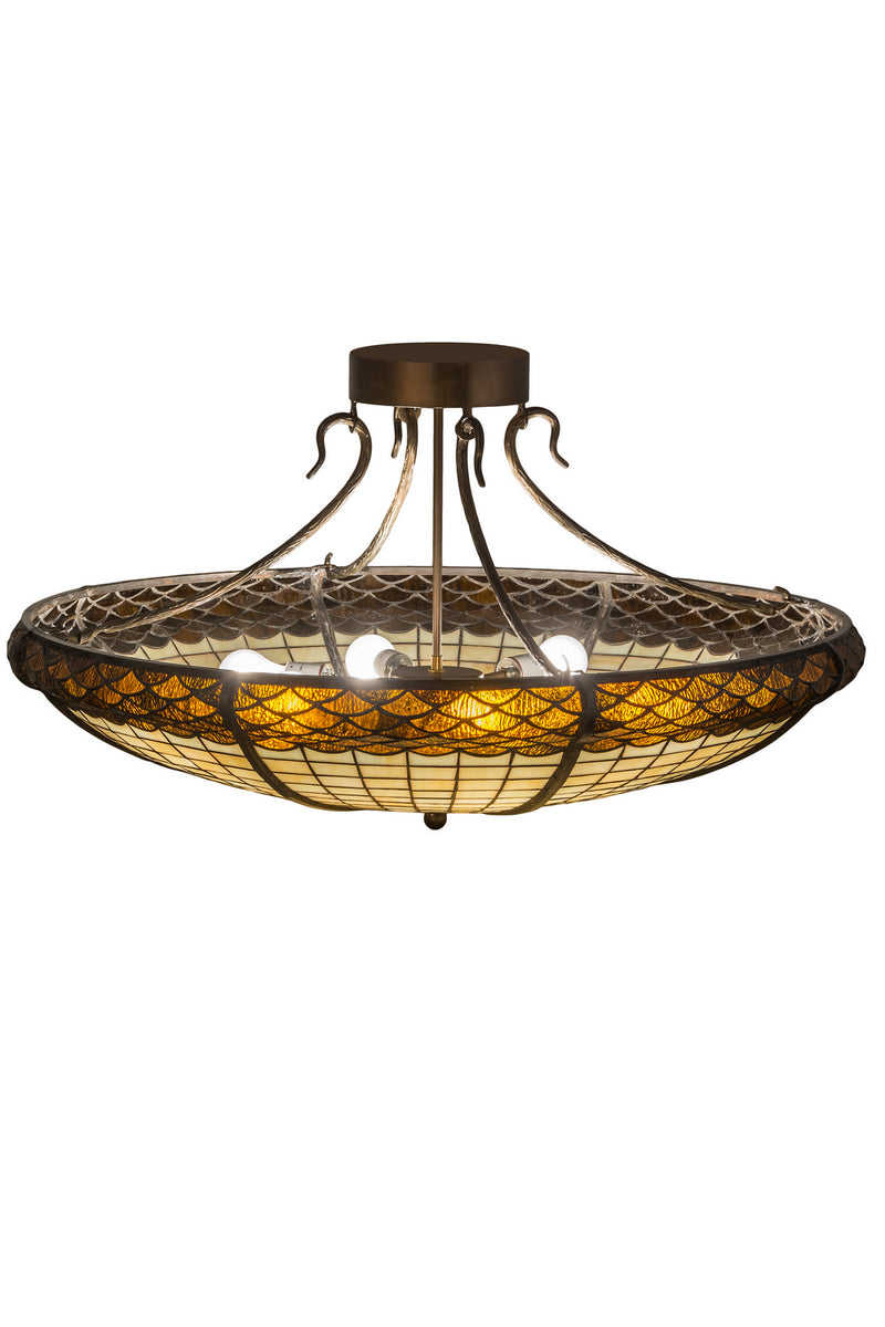 Meyda Tiffany 181915 Six Light Semi-Flushmount, Antique Copper