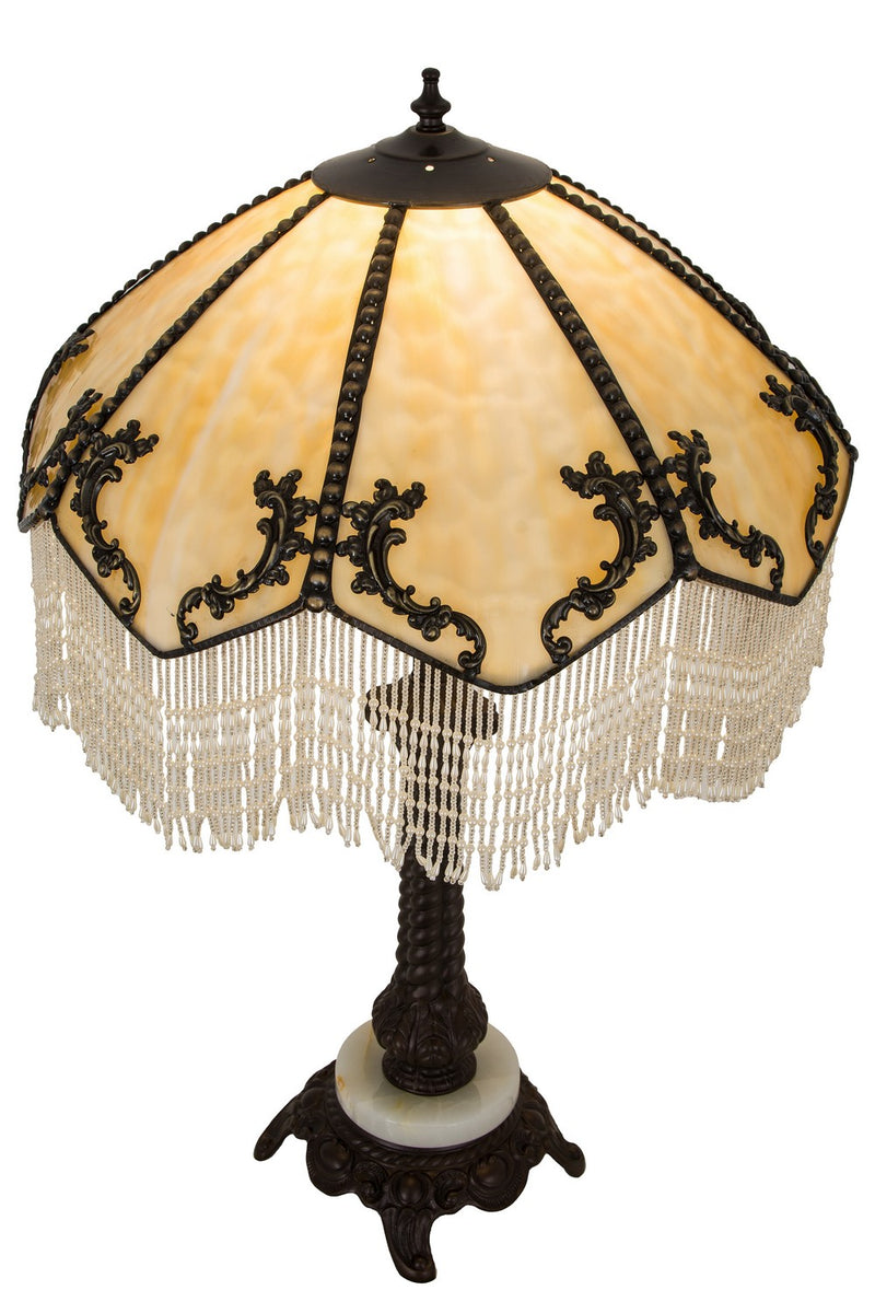 Meyda Tiffany 182162 One Light Table Lamp, Beige W/Brown