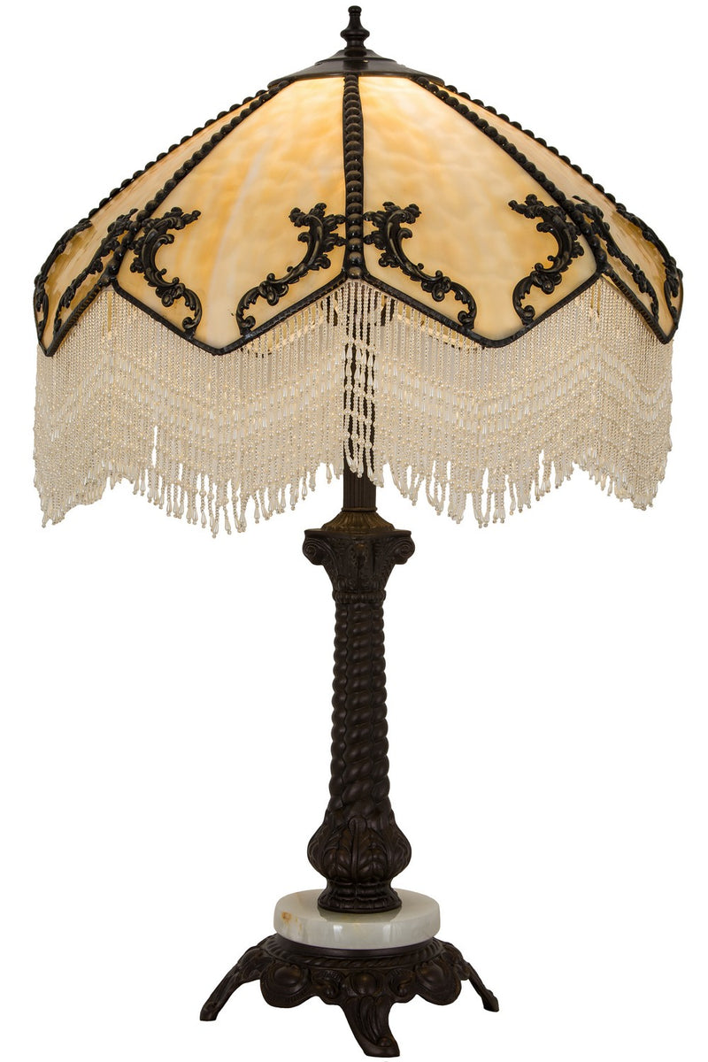 Meyda Tiffany 182162 One Light Table Lamp, Beige W/Brown
