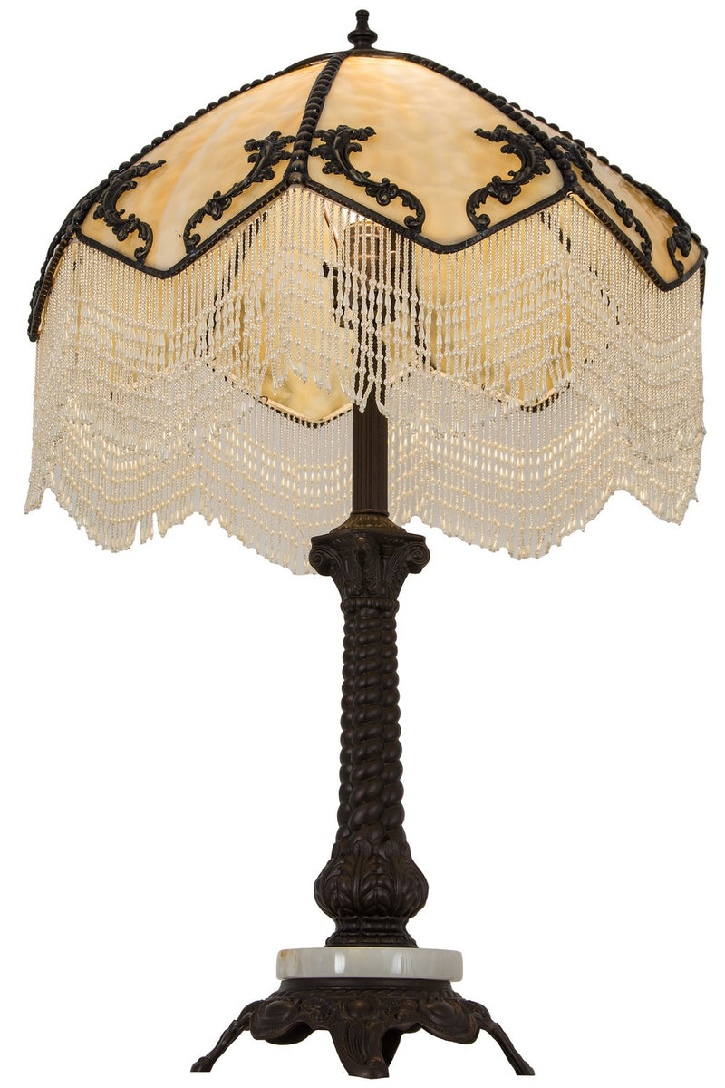 Meyda Tiffany 182162 One Light Table Lamp, Beige W/Brown