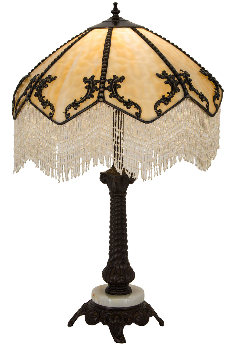 Meyda Tiffany 182162 One Light Table Lamp, Beige W/Brown