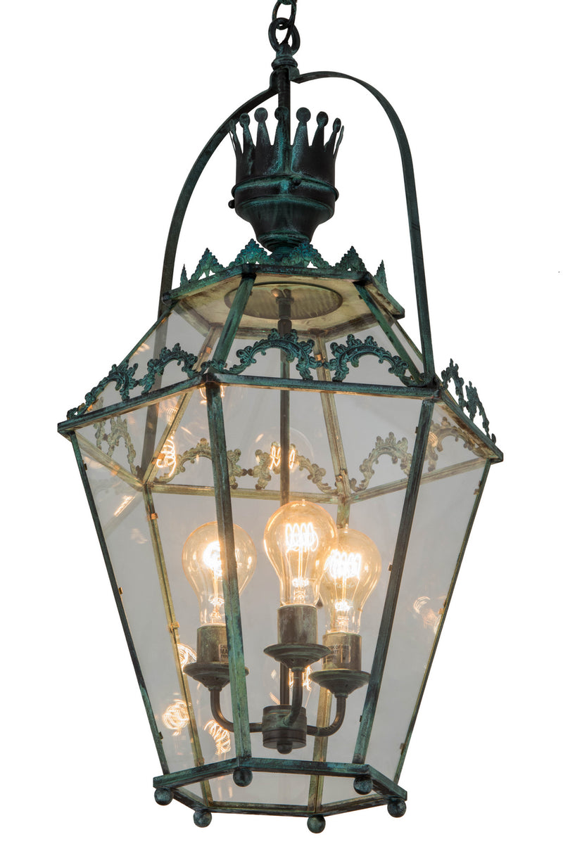 Meyda Tiffany 182302 Three Light Pendant, Craftsman Verdigris