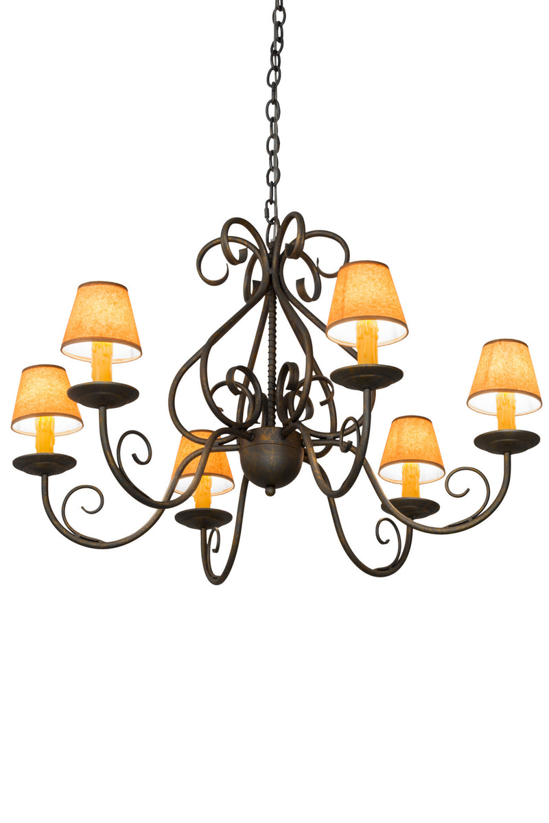 Meyda Tiffany 182593 Six Light Chandelier, French Bronzed