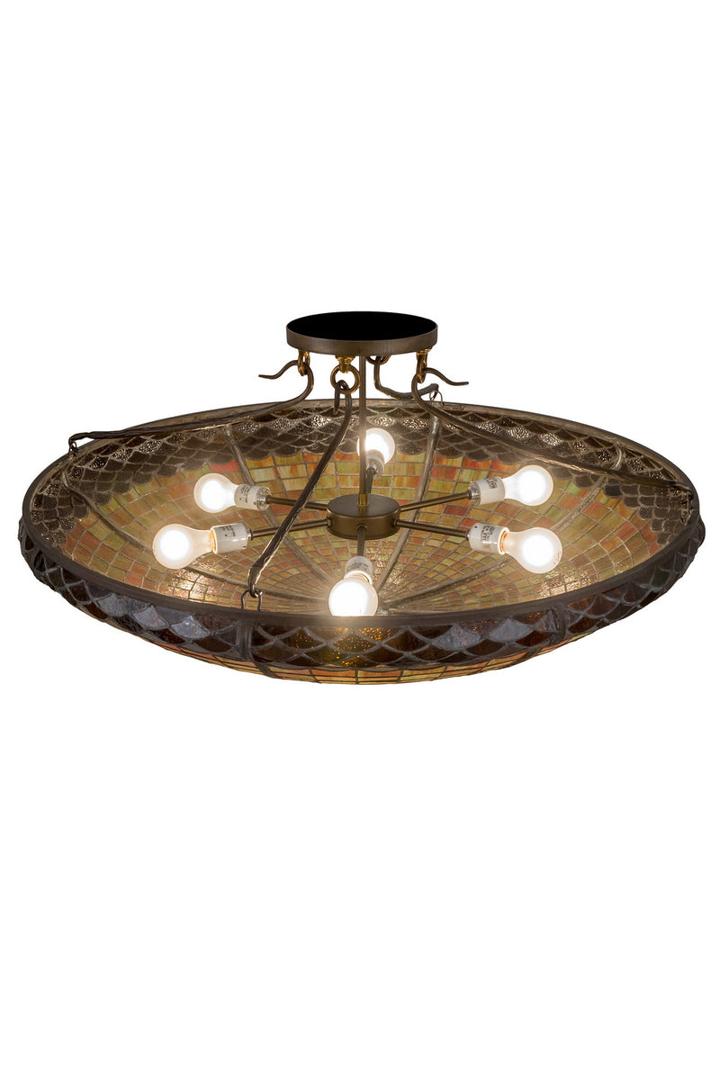 Meyda Tiffany 183250 Six Light Semi-Flushmount, Antique Copper
