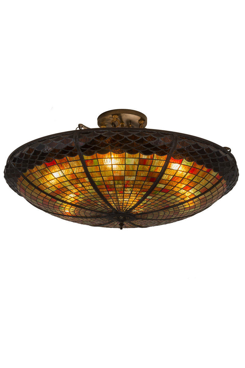 Meyda Tiffany 183250 Six Light Semi-Flushmount, Antique Copper