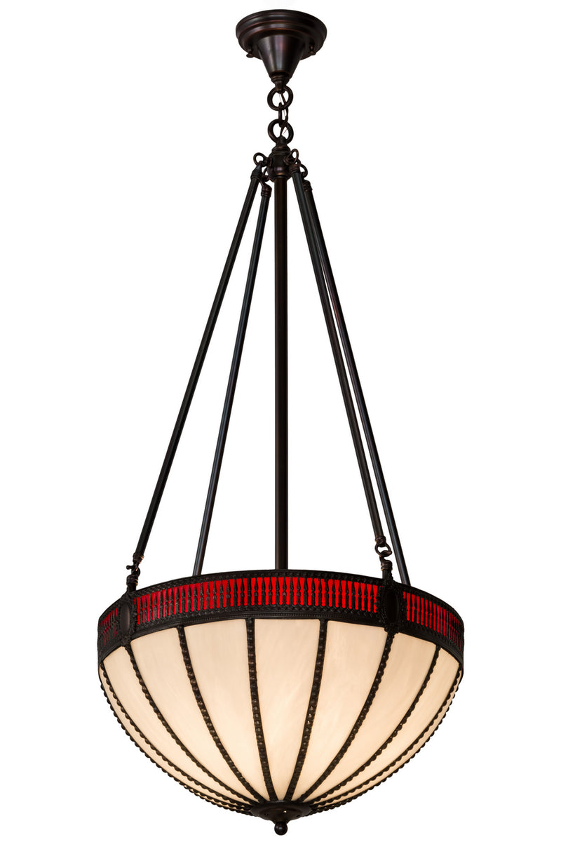 Meyda Tiffany 183269 Four Light Inverted Pendant, Weathered Antique Brass