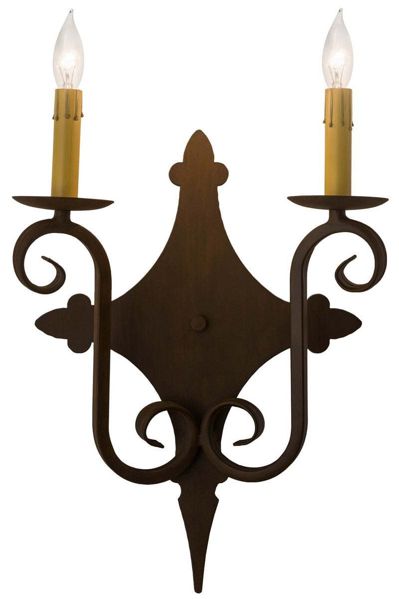 Meyda Tiffany 183520 Two Light Wall Sconce, Rustic Iron