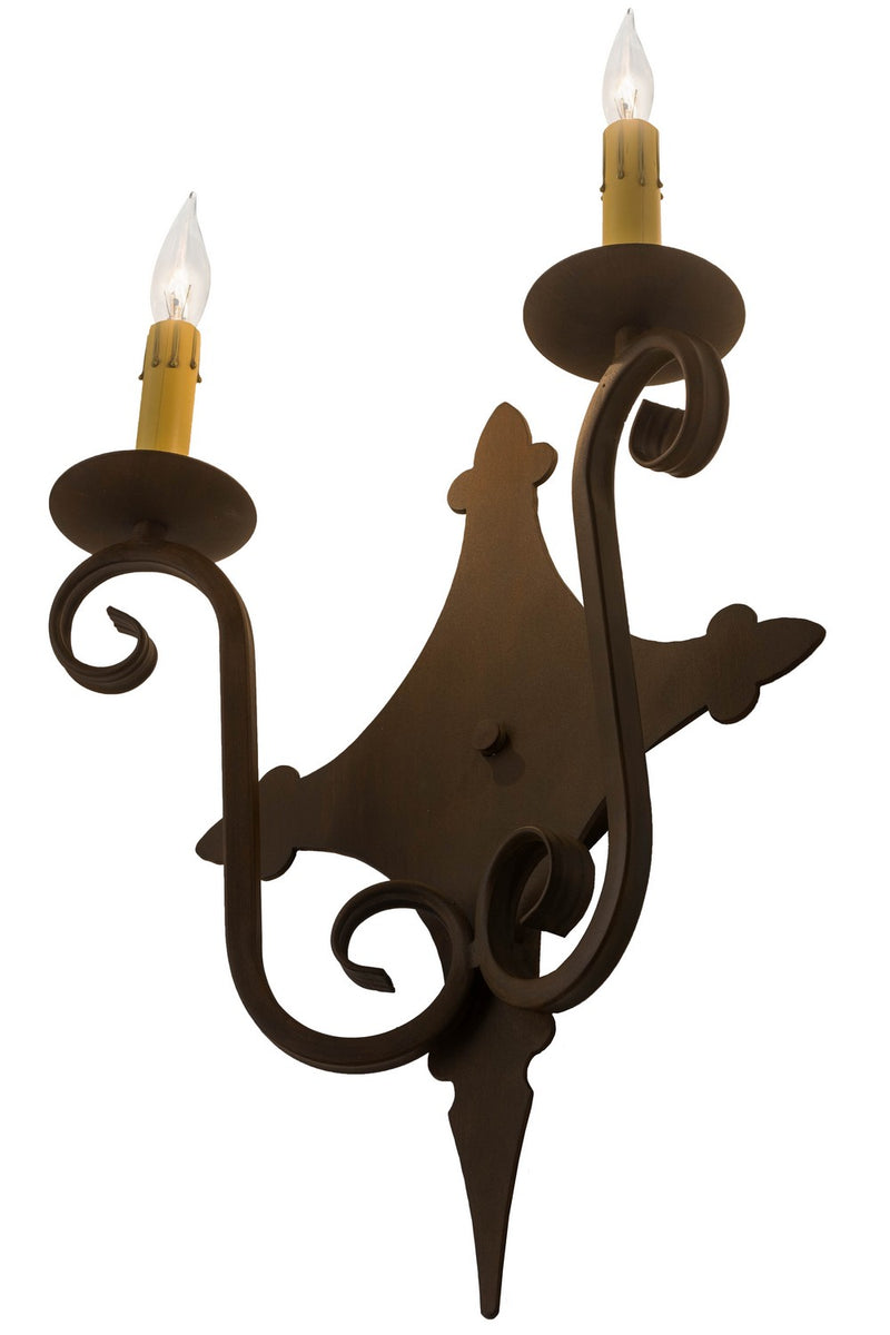 Meyda Tiffany 183520 Two Light Wall Sconce, Rustic Iron
