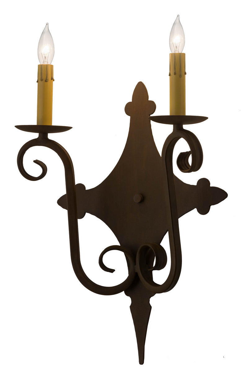 Meyda Tiffany 183520 Two Light Wall Sconce, Rustic Iron